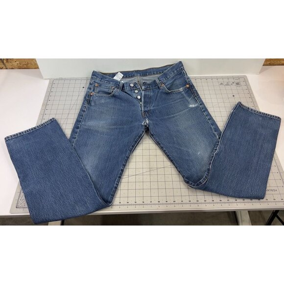 Levi's Other - Levis 501 Original Fit Button Fly Men's Jeans W33 L34 Faded Distressed Denim